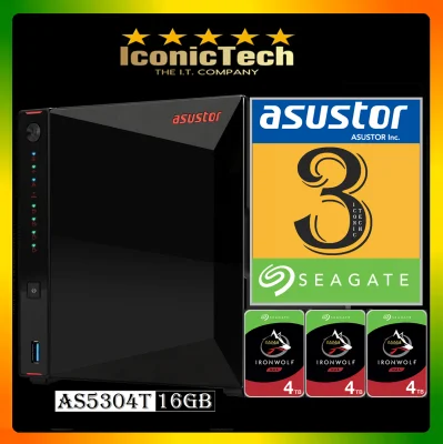 ASUSTOR AS5304T (4GB 2 x 2TB ST2000VN004) or (4GB 2 x 4TB ST4000VN008) or (16GB Ram 3 x 4TB st4000vn008) Ironwolf NAS Enclosure Kits