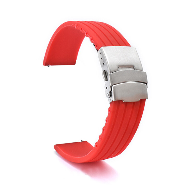 Quick Release Bracelet  Silicone Watchstrap Band Accessories 18mm 20mm 22mm 24mm Rubber Watchbands Stripe Pattern Bracelet Strap Folding Buckle with quick release pins