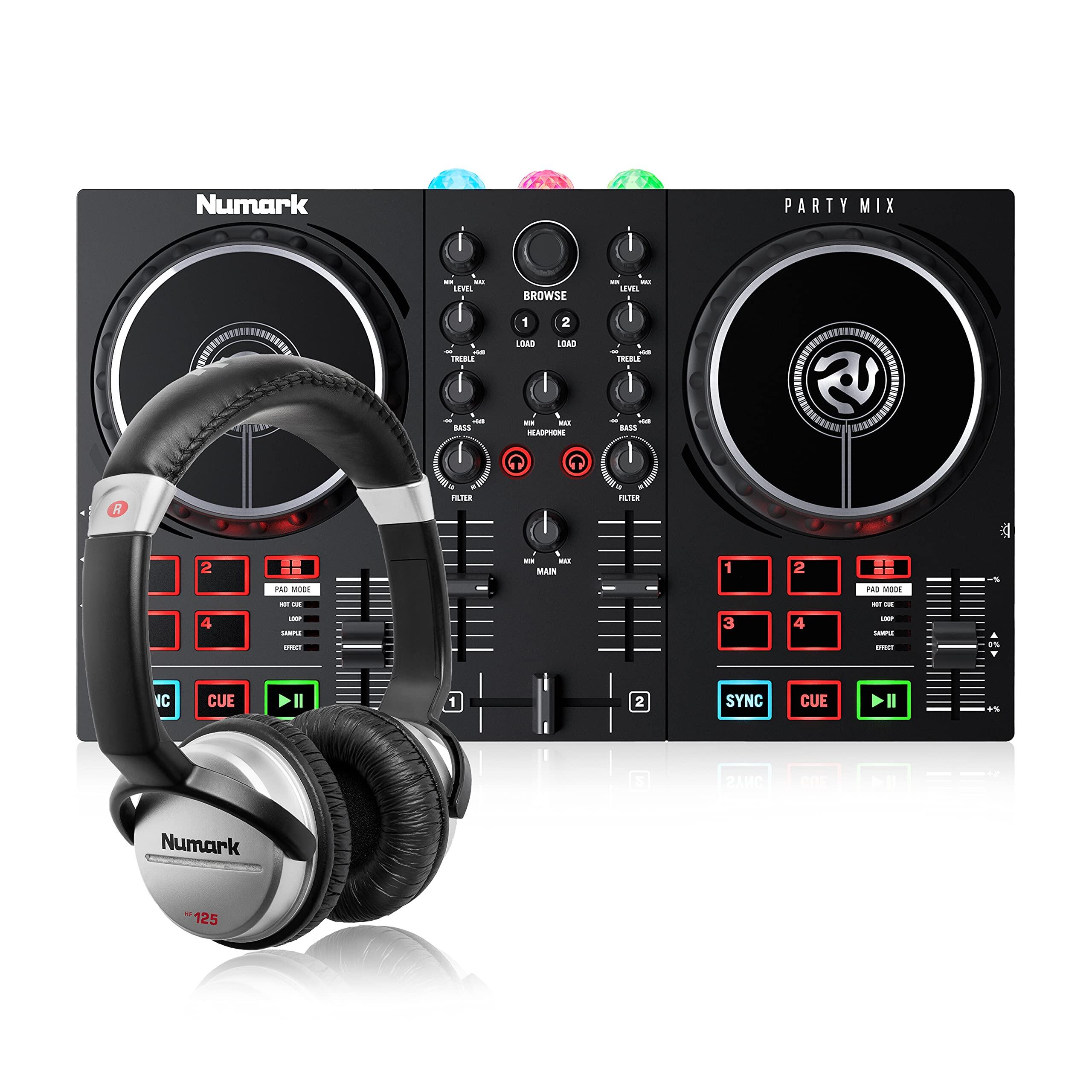 Numark Party Mix II + HF125 - DJ Controller/DJ Set for Beginners