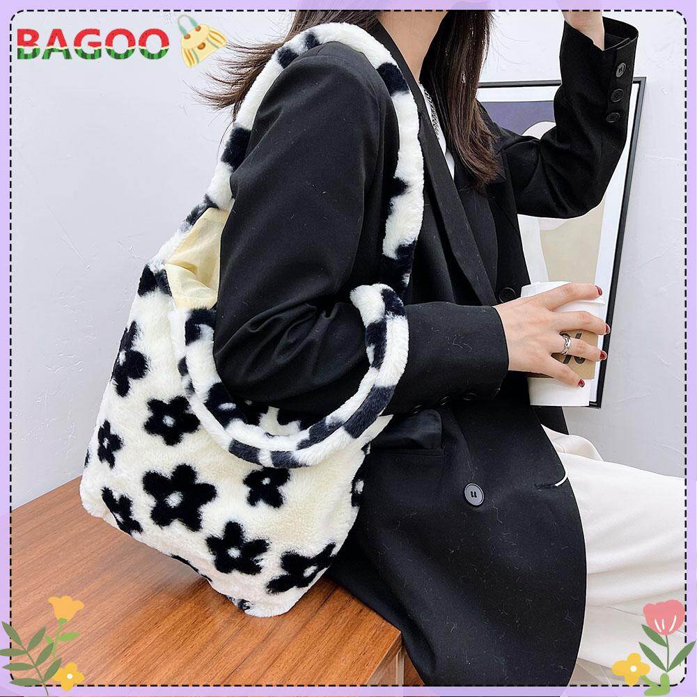 Fashion exquisite Women Tote Bags Pattern Printing Plush Shoulder Shopping Bag Women Casual Large Capacity Handbags