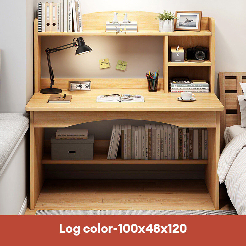 XMDS Computer desk, desktop home desk, bookshelf integrated simple student study table, bedroom study, office writing desk