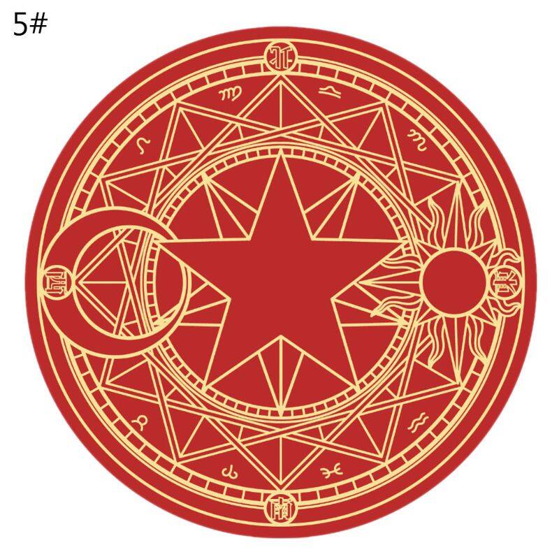 1pc Diameter 60cm Cartoon Rug Round Tarot Tablecloth Pentagram Sun Moon Divination