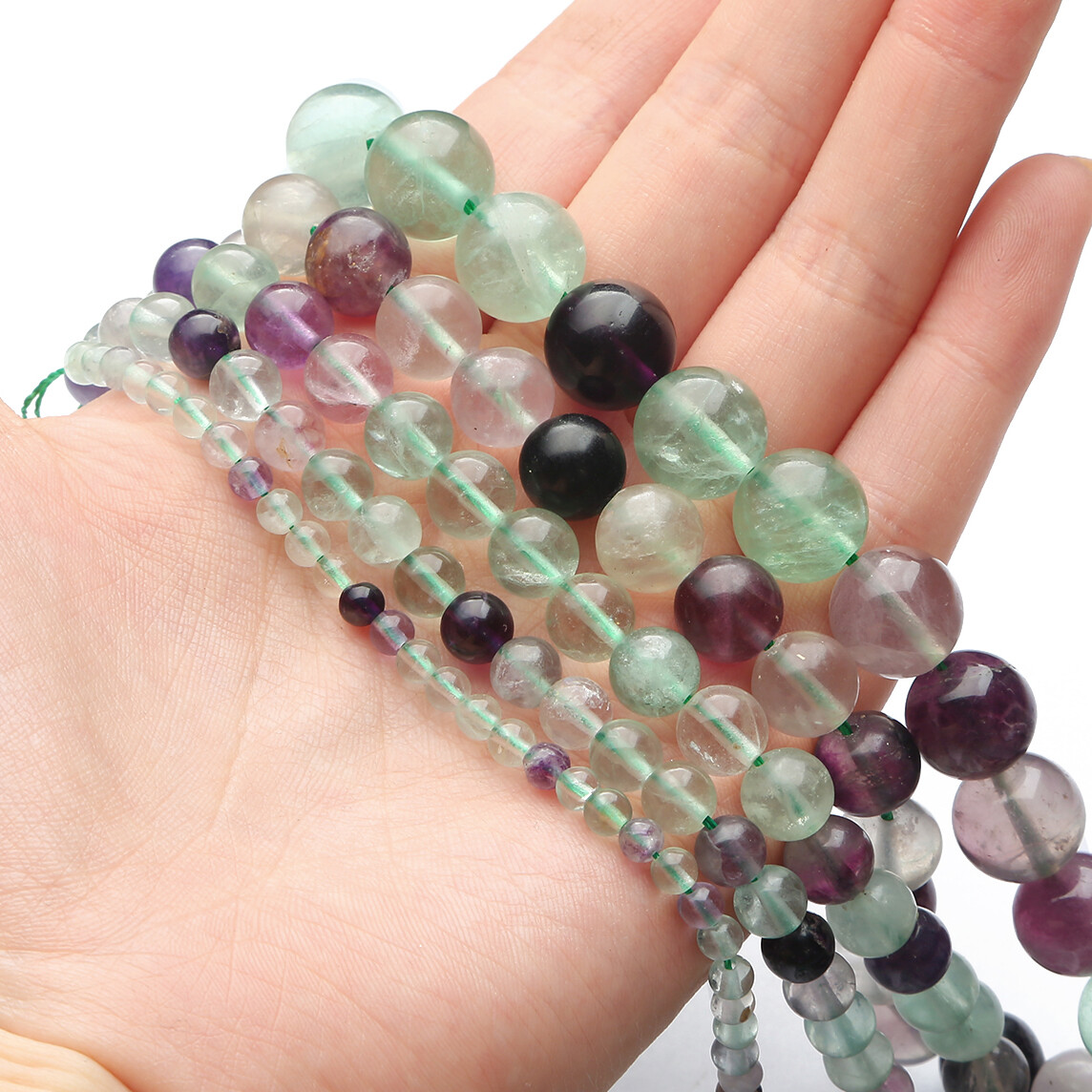 4/6/8/10/12mm Natural Stone Beads Fluorite Loose Round Beads For Jewelry Making DIY Bracelet Necklace Earring Jewelry Accessories About 15''(38cm)