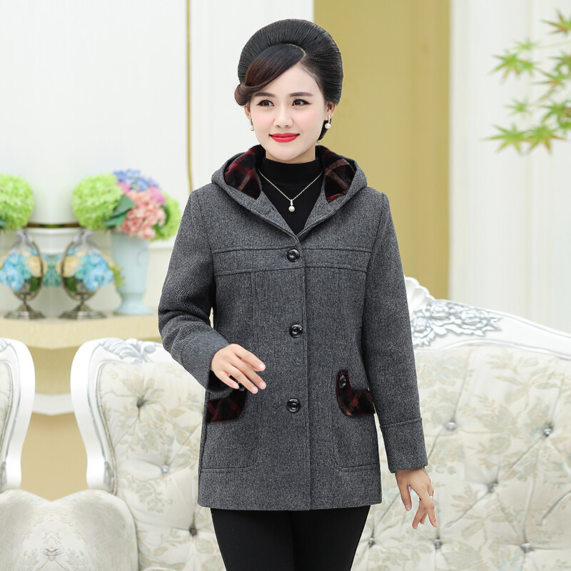 Mother autumn coat new 40-50 years old 60 plus plus thick cotton wool middle-aged women's winter cotton clothing