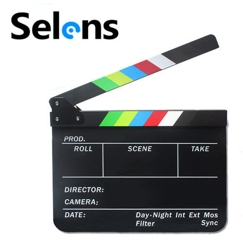 Selens Director Video Scene Clapperboard Clapper Board Acrylic Dry Erase Director TV Movie Film Action Slate Clap Handmade Cut Prop