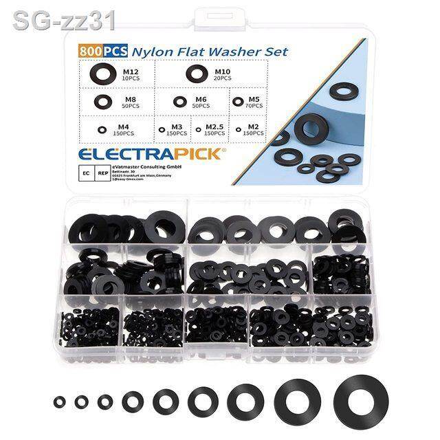 800/500pcs nylon washer insulation spacers seals black flat washers set gasket ring m2 m2.5 m3 m4 m5 m6 m8 m10 m12 for screw