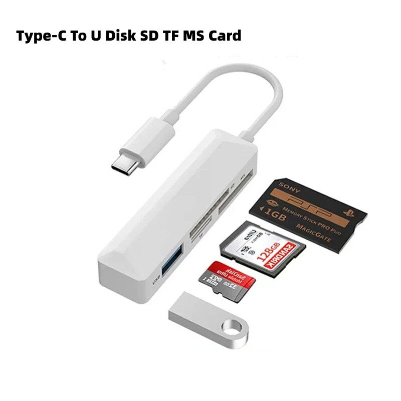 4 Trong 1 đầu đọc thẻ Chiếu Sáng/USB/Loại C Để MS SD thẻ TF U Đĩa Adapter Cho Sony thẻ nhớ Pro Duo Đầu đọc thẻ Cho iPhone Xiaomi Realme Máy Tính Xách Tay Chuyển Đổi
