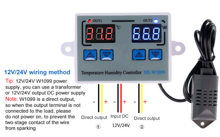Aideepen W1099 Intelligent Digital Display Temperature And Humidity Controller, Dual-purpose Temperature And Humidity Control