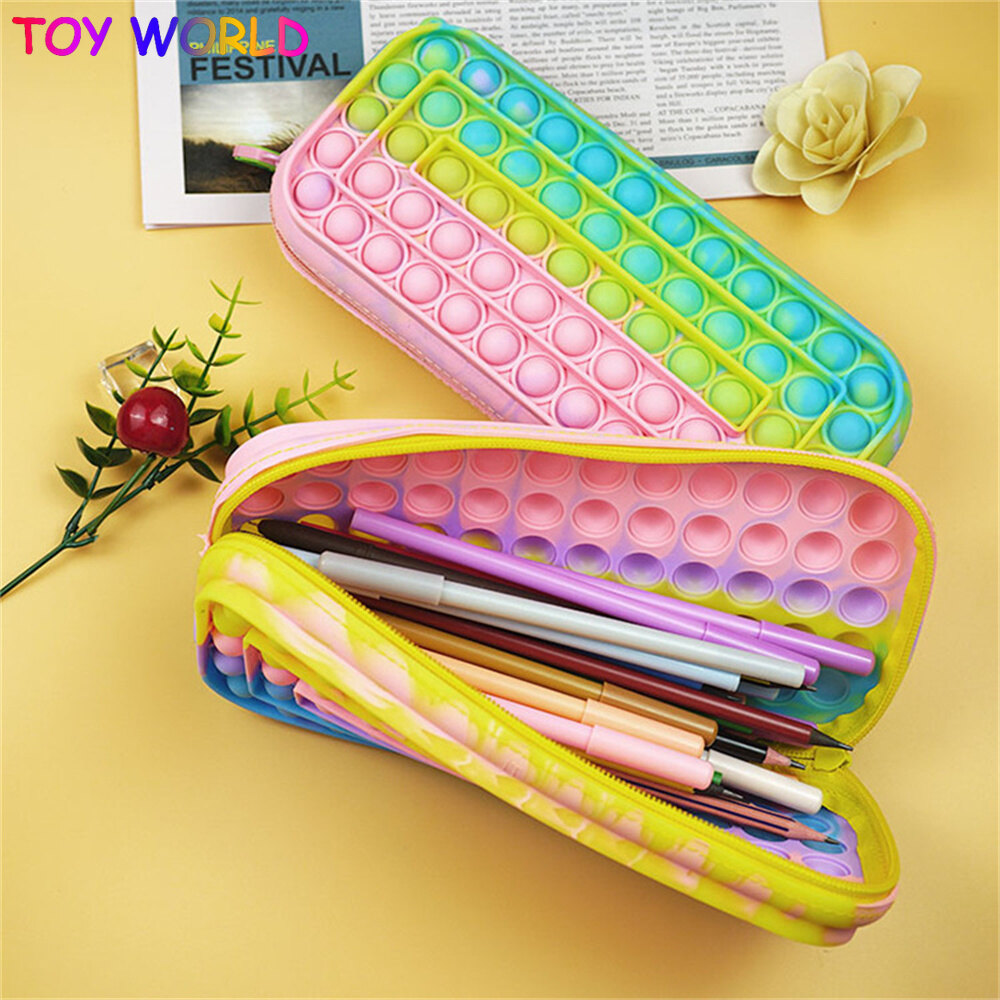 Newest Silicone Purse Pop It Fidget Toys full set box with Simple Dimple Push Pop Bubbles Stationary Bag Popper Pencil Case for kids