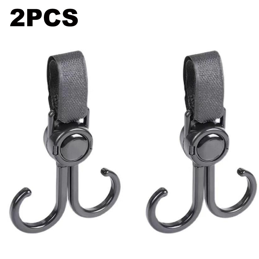 ⚡ 2pcs ⚡ Hooks For Stroller Car Shopping Cart Hooks Baby Stroller Accessories Rotate 360 Degree Hook Pram Organizer Bag Hanger