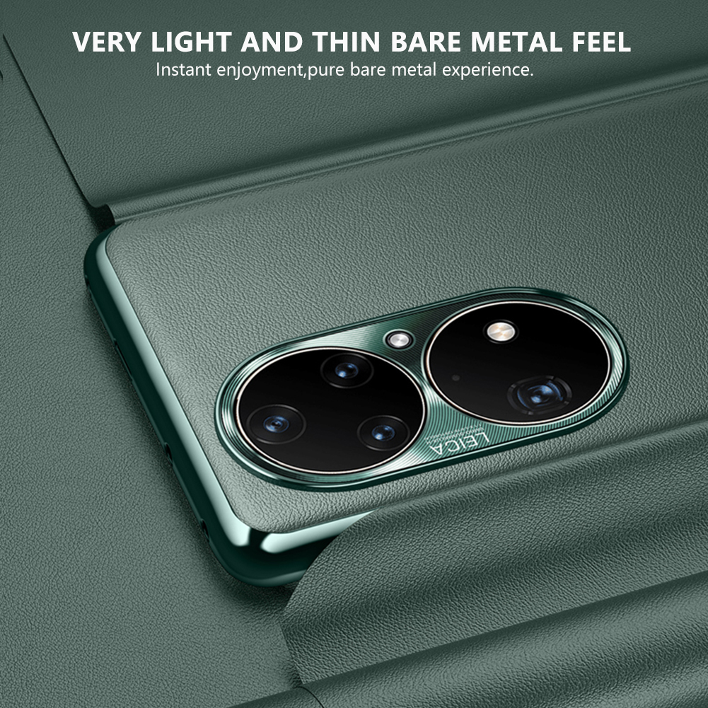 Original Leather Case For Huawei P50 Pro Case Shockproof Back Cover Plating Bumper For P50 Hard PC Mobile Phone Casing