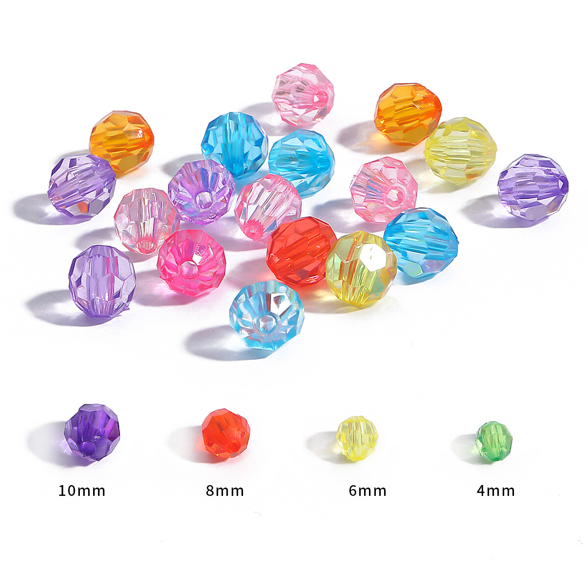 Mixed Color Acrylic Ball Beads White Faceted Round Spacer Beads For DIY Jewelry Accessories