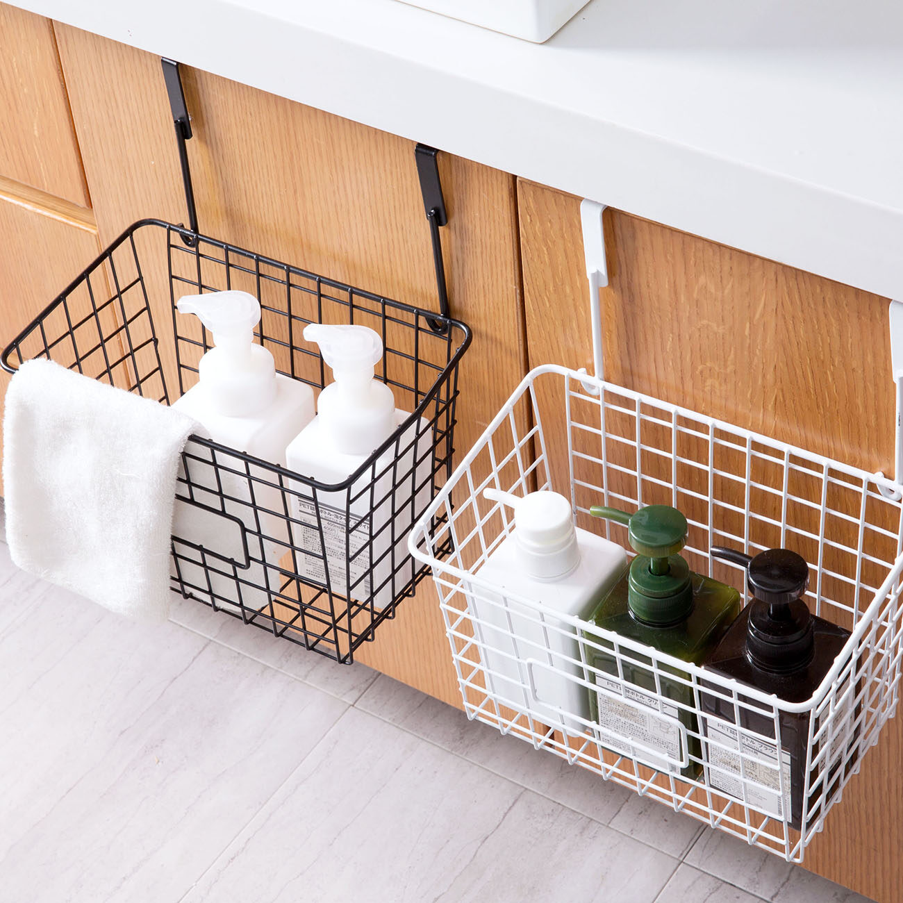 CNMF Wall-mounted Iron Storage Basket Suit for Cabinet