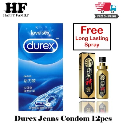 Durex Jeans Safety Condom Sex Pleasure 12s/box (Free Men Long Lasting & Delay Spray)