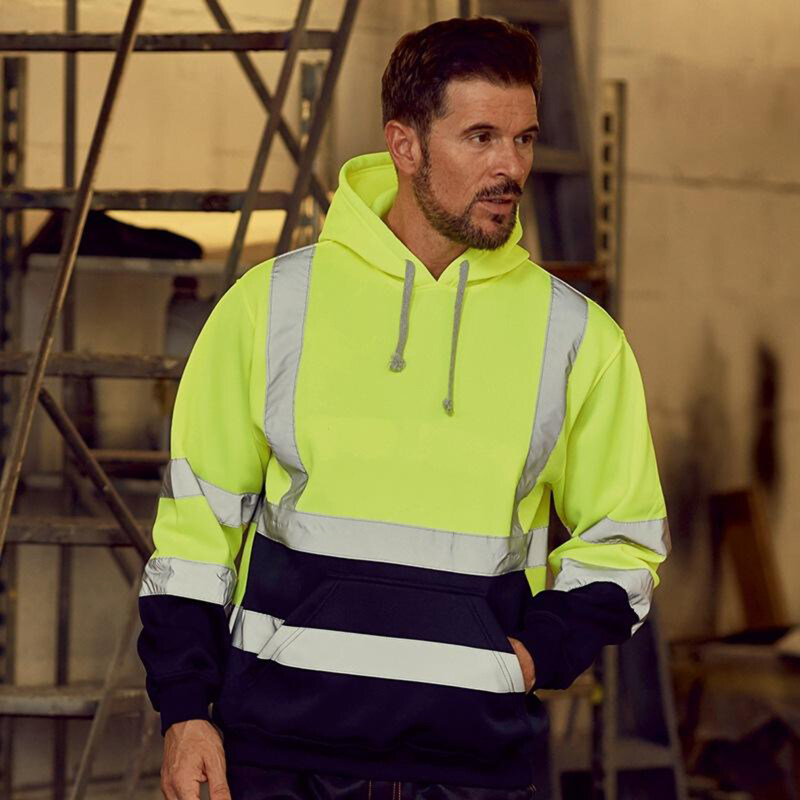 acituna Work Safety Hi Vis Pullover Mens Hoodie Sweatshirt Drawstring Tops Sports
