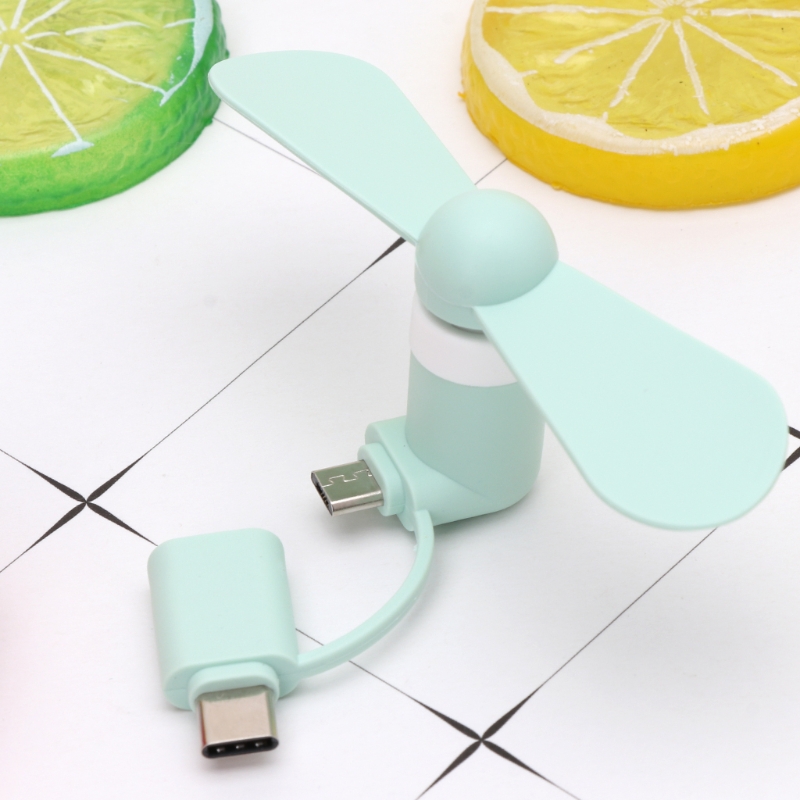 Quạt Làm Mát Di Động 2 Trong 1 Quạt Làm Mát Cầm Tay Type-C Quạt USB Mini Quạt Điện Thoại Di Động Cho Điện Thoại Android Micro USB