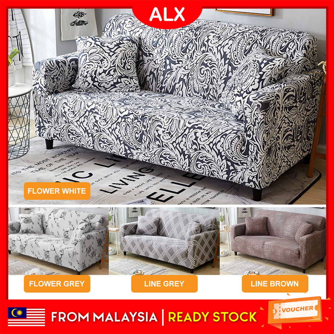 Clear Stock Alx Borong Malaysia Seater Sofa Slipcover Stretch Protector Soft Couch Cover Elastic Fitted Sofa Cst Lazada