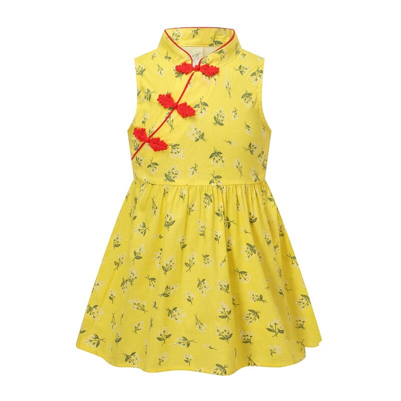 Toddler Girls Summer Princess Kids Baby Dress Party Sleeveless Cheongsam Dresses