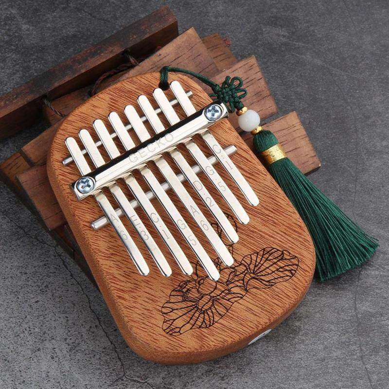 (Beginners)GECKO Kalimba 8 Keys Thumb Piano builts-in EVA high-performance protective box, tuning hammer and study instruction Mahogany Camphorwood Malaysia