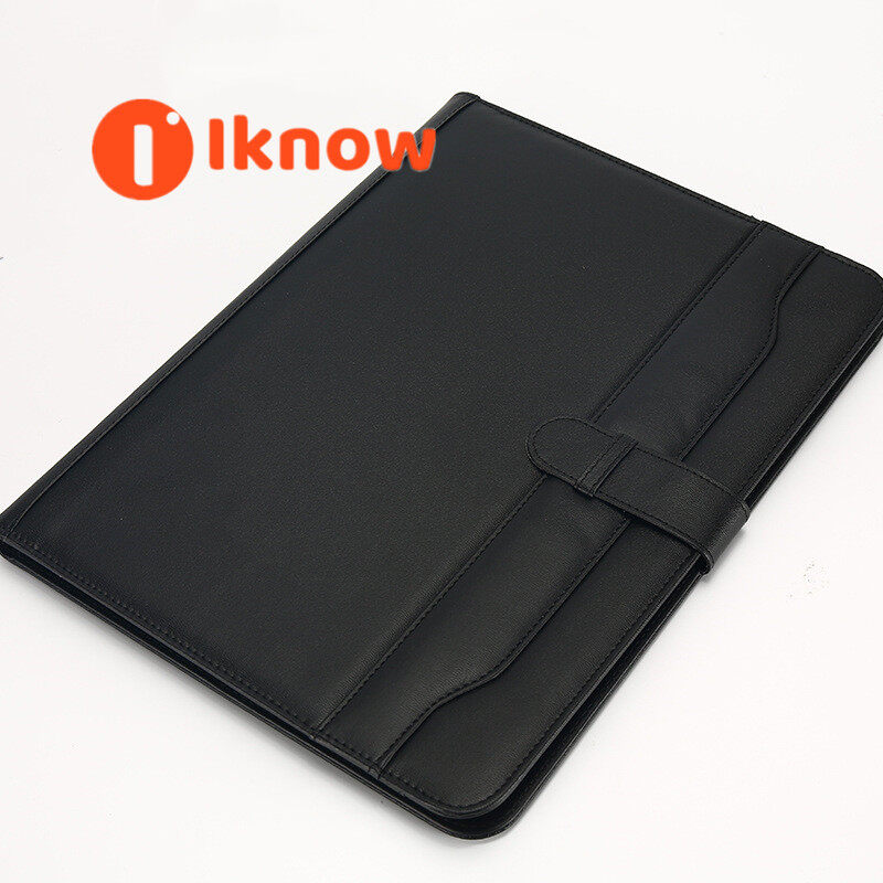 Multifunctional A4 Folder Portable Snap Bag Office Storage Binder Business Leather Briefcase
