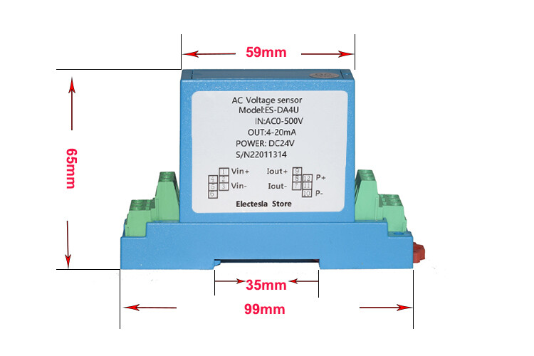 Cảm Biến Điện Áp Xoay Chiều Đầu Vào 5-1000V Đầu Ra 4-20mA 0-5V 0-10V Đầu Ra 24V Bộ Chuyển Đổi Máy Phát Điện Áp