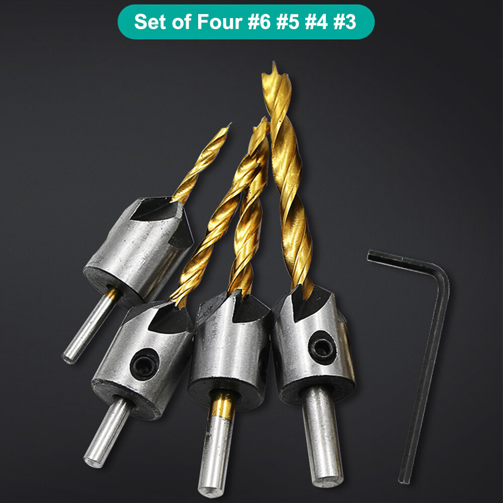Titanium-plated tri-point woodworking drill reaming drill bit countersink drill set woodworking chamfer