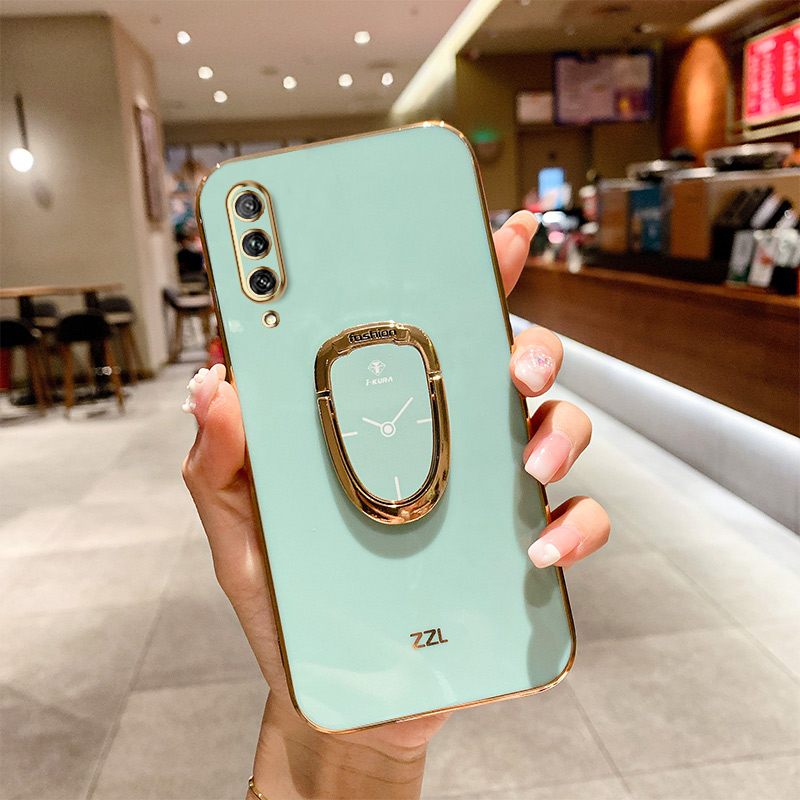 YBD Soft Phone Case For Huawei Y9S Plating Casing y9s Precise camera protection with Free Clock Ring
