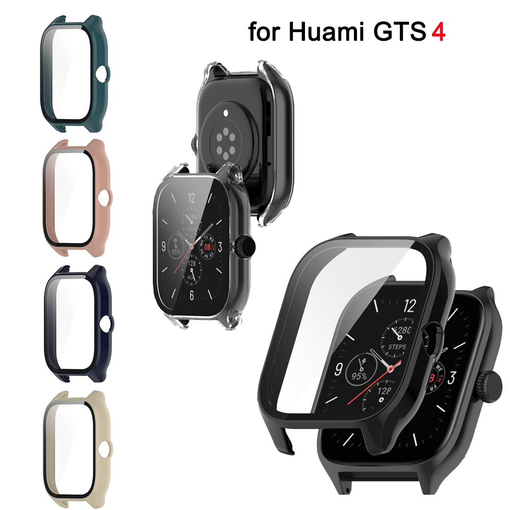 Ultra Thin Hard PC Case Tempered Glass Screen Protector Protective Cover For Huami Amazfit GTS4
