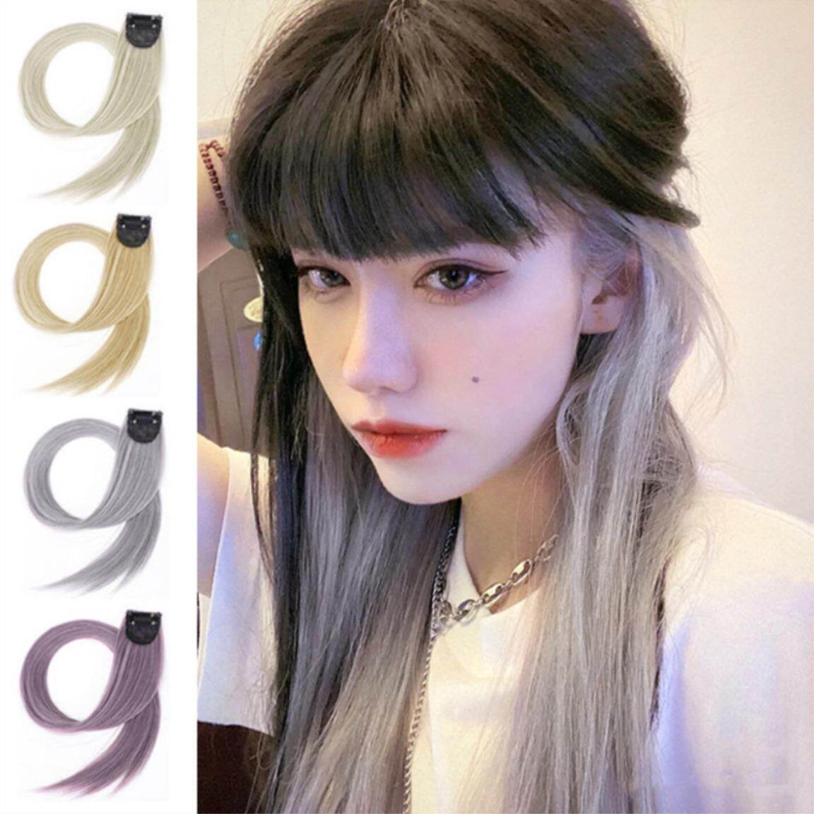 TSE Colorful Hair Extensions Wig Ear Hanging Set Solid Seamless Natural Straight Hair Patch Hidden Highlight Gradient SW44