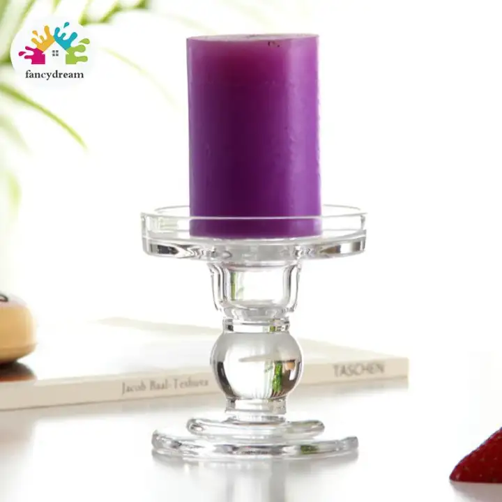 Fancydream High Candlestick Transparent Glass Candle Holders