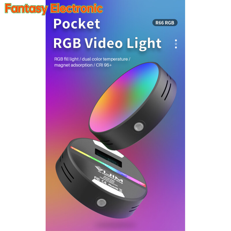 FE Đèn Rọi Video Mini R66rgb Cầm Tay Đèn Chụp Ảnh Đủ Màu Từ Tính Tròn Đèn Led Độ Sáng...
