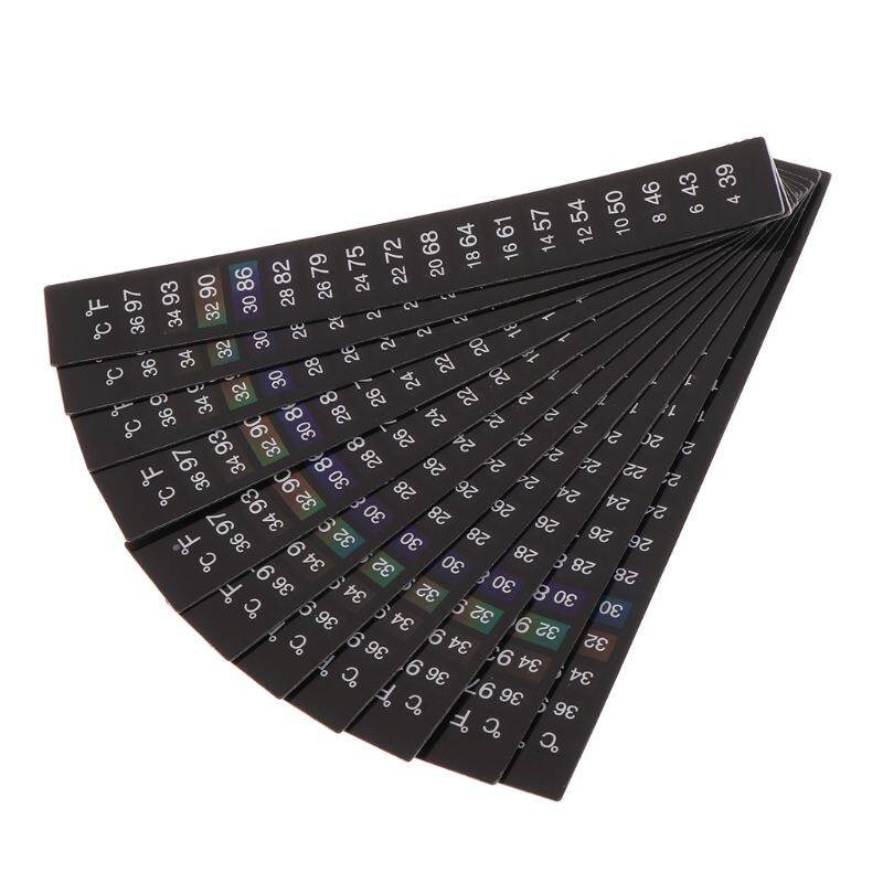 10Pcs Aquarium Thermometer Dual Scale Fish Tank Liquid Temperature Tester Sticker Fahrenheit Digital LCD Display Adhesive Strip