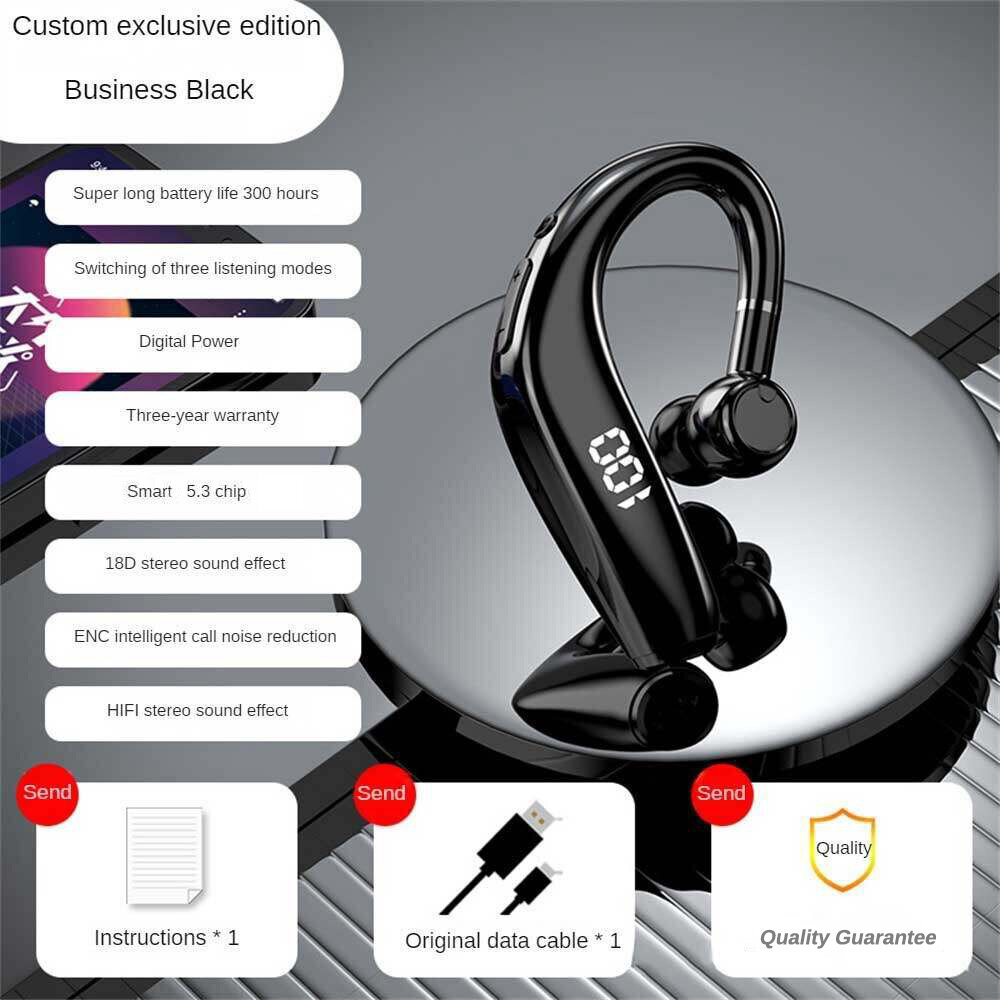 Kebidumei V9 Wireless Bluetooth Business Earphone Earpiece Single Earbud with Mic Handsfree for Android