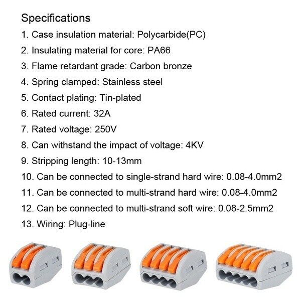 10pcs 2/3/4/5/8 Way Fast Electric Wire Connector for Universal Cable