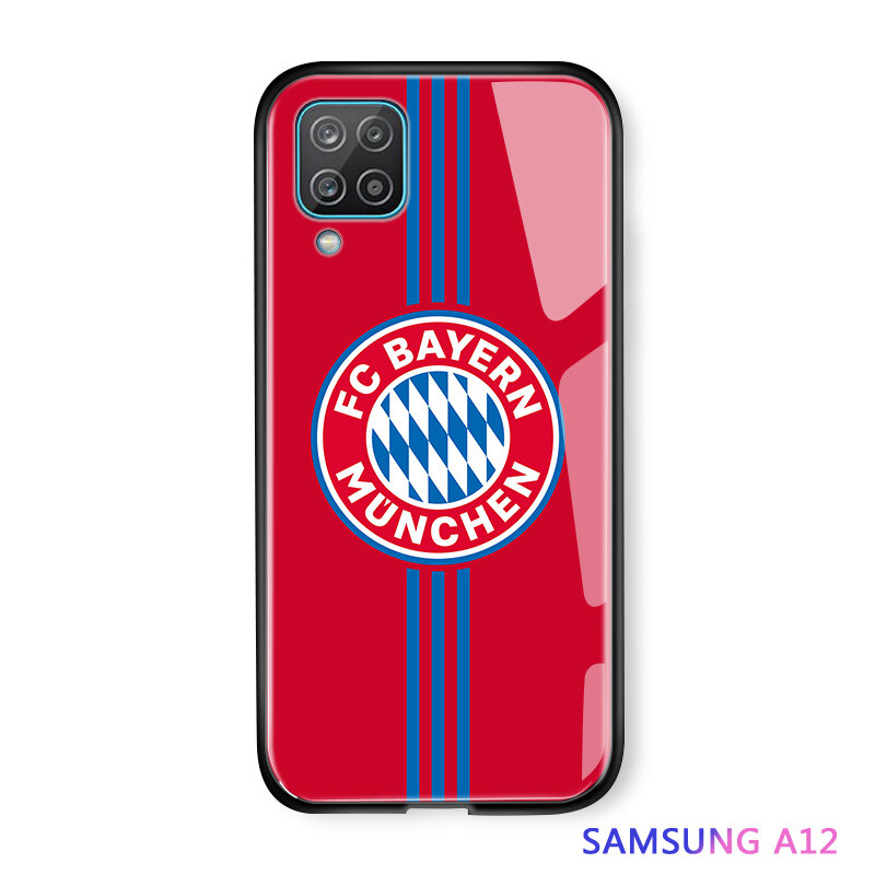 UCUC Casing For Samsung Galaxy A12 case SamsungA12 Luxury League Football Club Phone Case For boys Logo Badge Case Tempered Glass Casing Protective Back Shockproof Cover