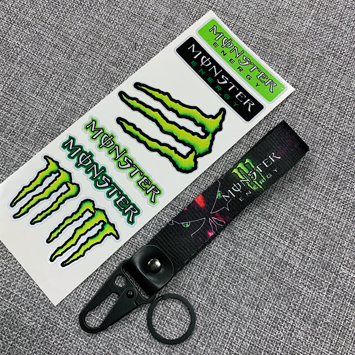 Monster Energy 3M Reflective Sticker with Motorcycle Durable Strap Key Ring Keyring