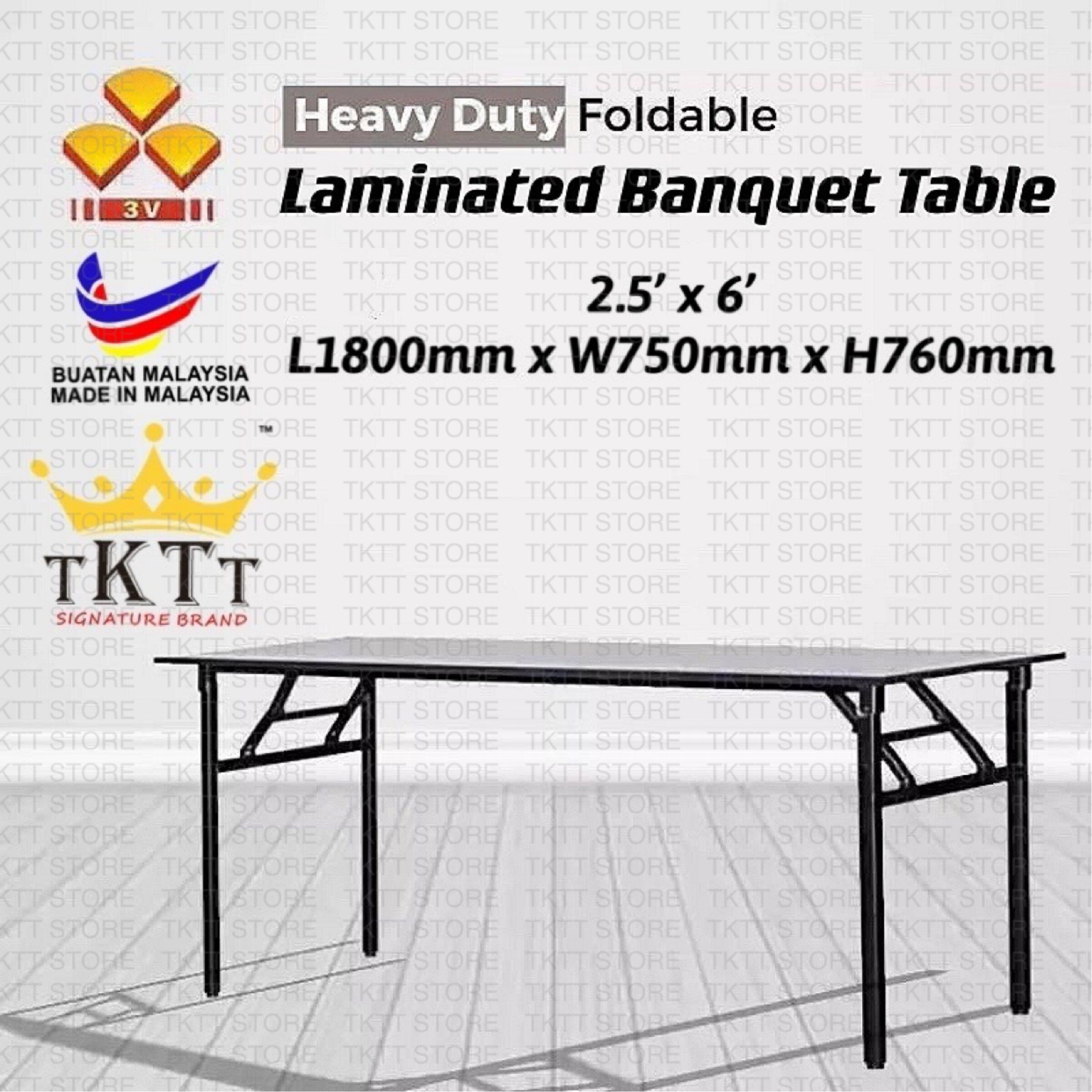 Tktt 3v 3 X6 2 5 X6 Heavy Duty Foldable Wood Top Banquet Table Folding Banquet Table Function Table Catering Table Buffet Table Hall Table Office Table Meja Banquet Meja Lipat Meja Niaga Meja Kayu Local Lazada
