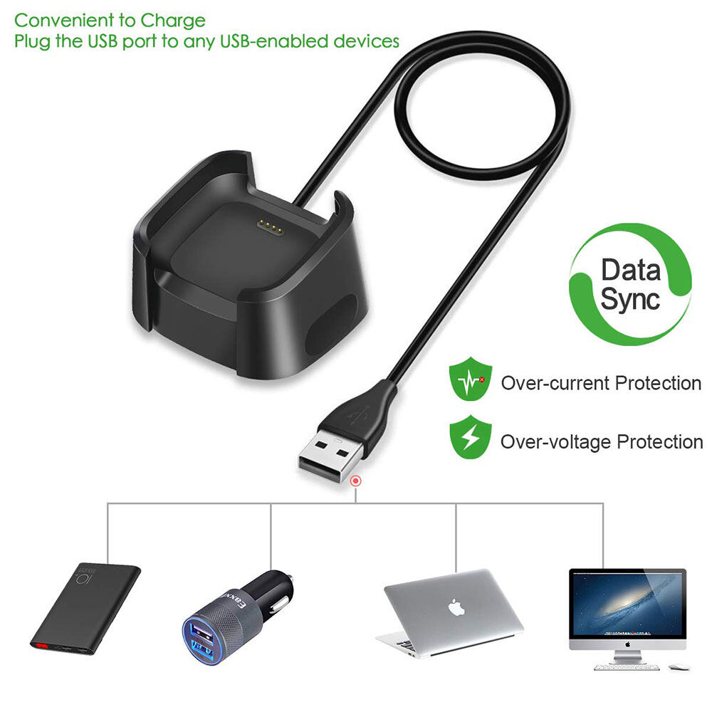 Bộ Sạc Tương Thích Với Fitbit Versa/Versa Lite (Không Dành Cho Versa 2/Versa 3), Đế Sạc Cáp USB Thay Thế Đồng Hồ Thông Minh Versa/Versa Lite/Versa SE, Dây Sạc Điện Chắc Chắn 3Ft