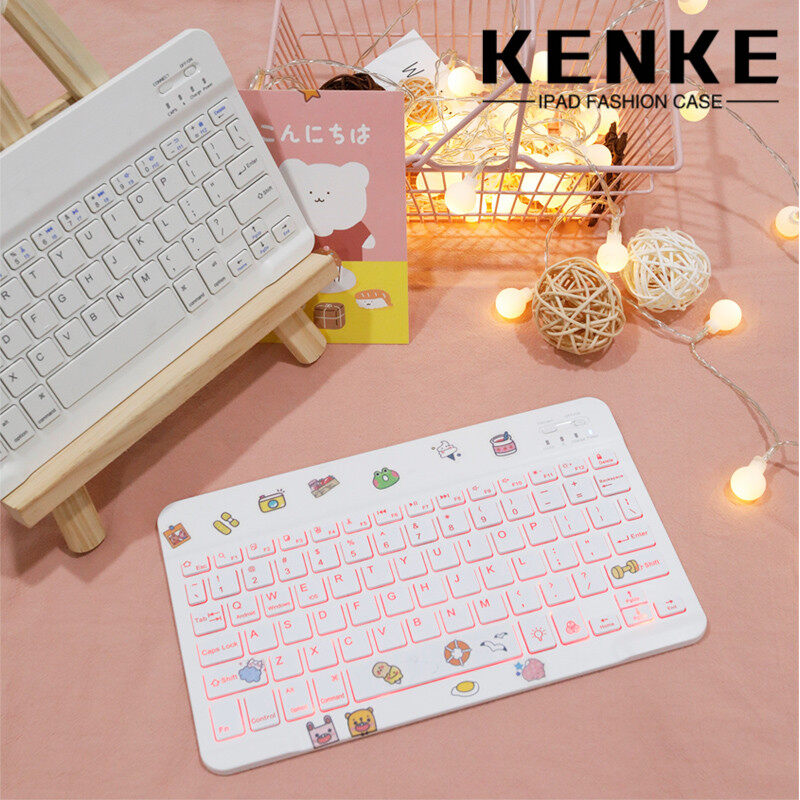 KENKE Bluetooth keyboard iPad wireless keyboard Computer mobile phone ipad keyboard Matte touch Brushed panel  Keyboard ABS Workable Tablets Smart Phones Gaming keyboard computer keyboard Lighting