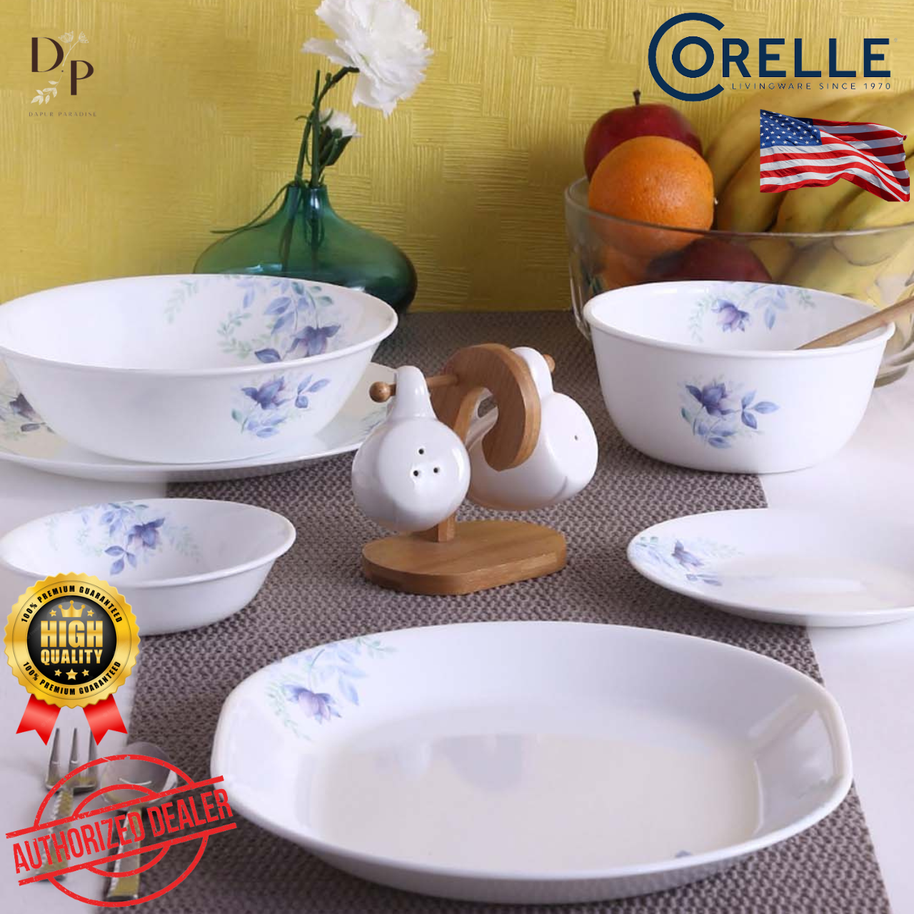 Original USA Corelle Blue Floral Loose Item (Cereal Bowl 500ml