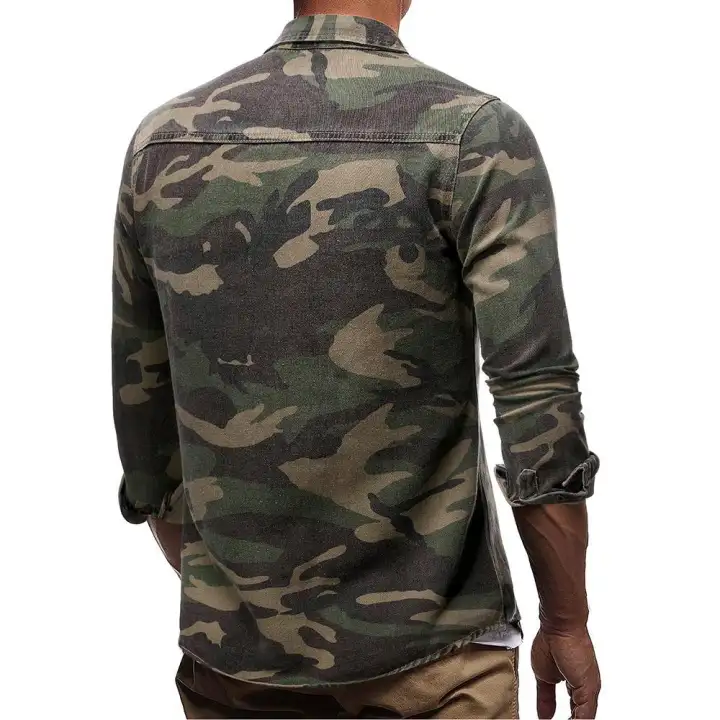 army green denim shirt