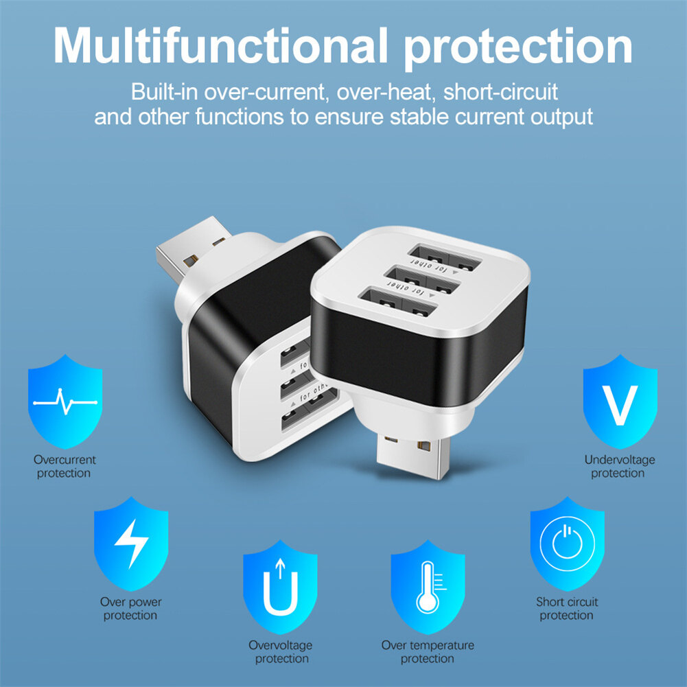 Wind Portable High Speed 3-port Usb Multi Hub Splitter Expansion 3usb Interface Output Desktop Pc Adapter For Travel Dailylife Use