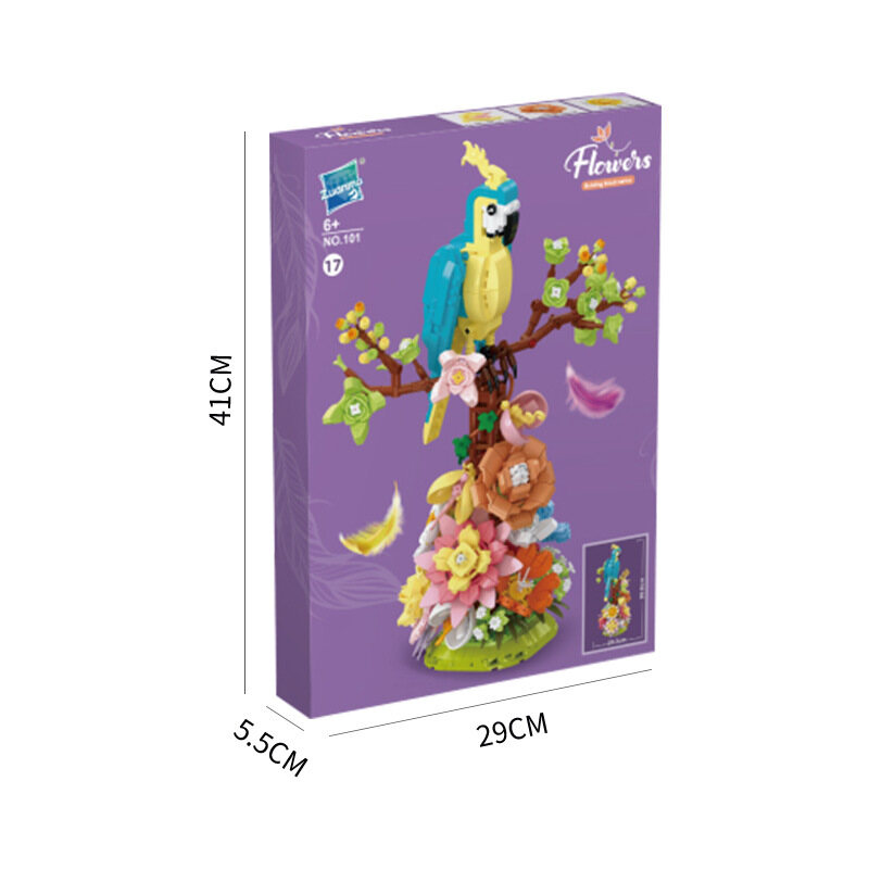 Building block flower puzzle building toy decoration gift Assembling assembling building block scene simulation animal office home, educational Stem toys, toy for kids