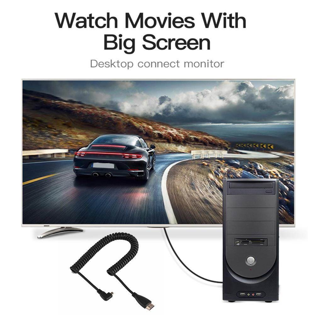 Cáp Micro HDMI Sang HDMI Góc Phải 90 Độ, Dây HDMI Lò Xo Co Rút Được