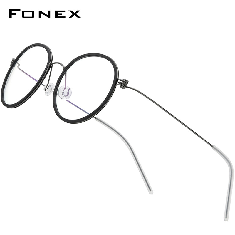 FONEX B Titanium Glasses Frame Men Round Optical Frames Women Eyeglasses 2022 New Korean Ultralight Japaness Style Screwless Eyewear 7512
