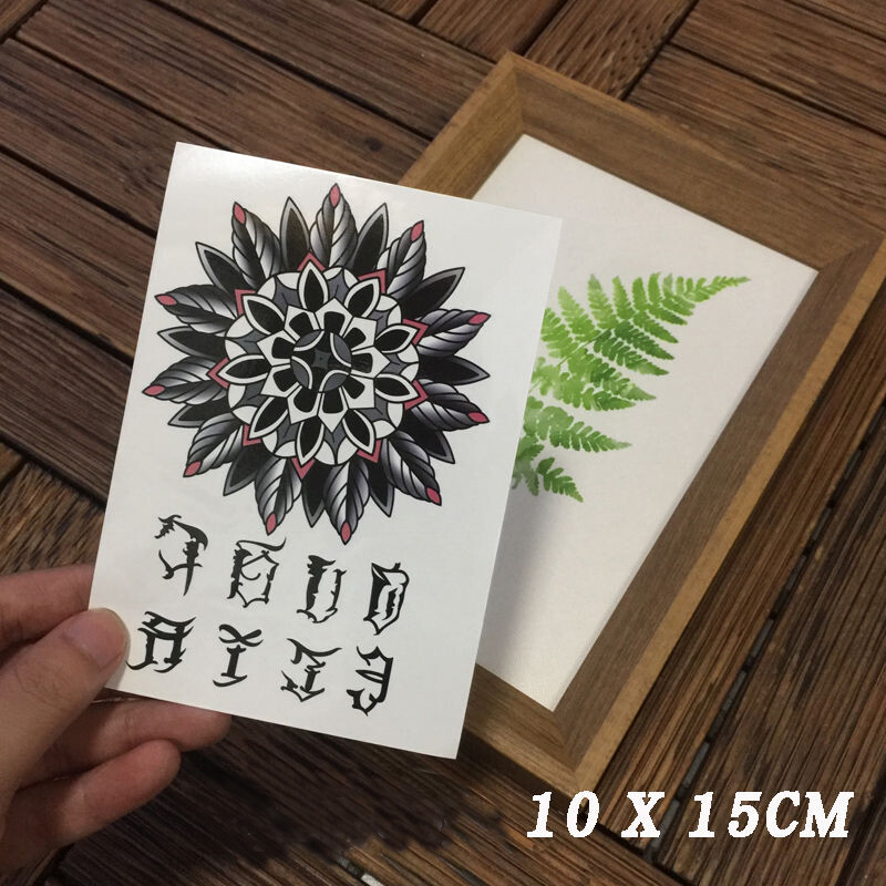 (1 copy and 2 photos) Temporary tattoo stickers waterproof and durable mandala realistic for men and women on the back of hands