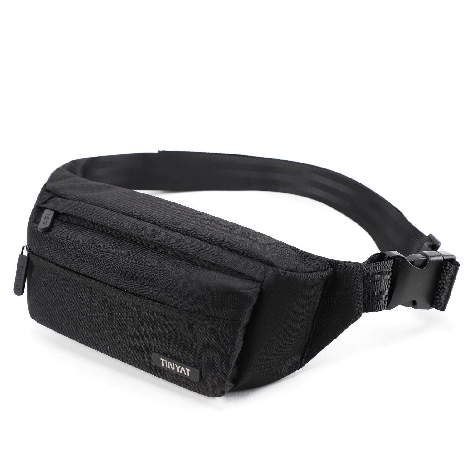 TINYAT Men Waterproof Belt Bag Large Waist Bag Pack for Travel Sports