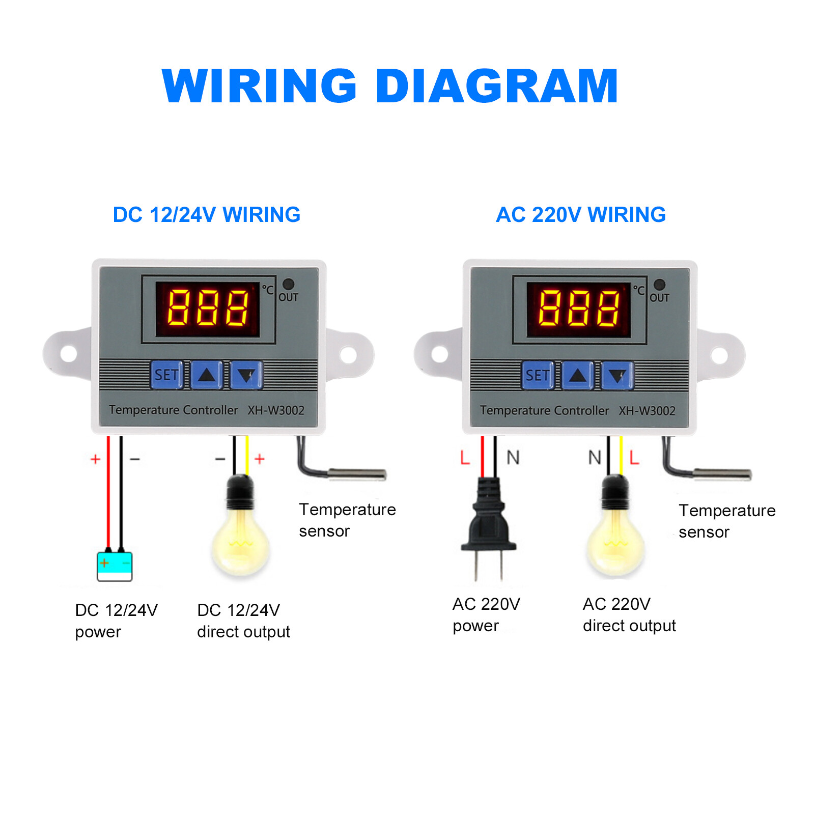 Điện Tử Điều Khiển Nhiệt Độ, Mô-đun Điều Nhiệt Màn Hình LED Công Tắc Mô-đun Điều Khiển Nhiệt Độ Với Đầu Dò NTC Không Thấm Nước- 50 ~ 110 ° C Cho XH-3001 12V 120 W / XH-3001 110 ~ 220V 1500W / XH-3002 12V 120 W / XH-3002 24V 240W / XH-3002 110 ~ 220V 1500W
