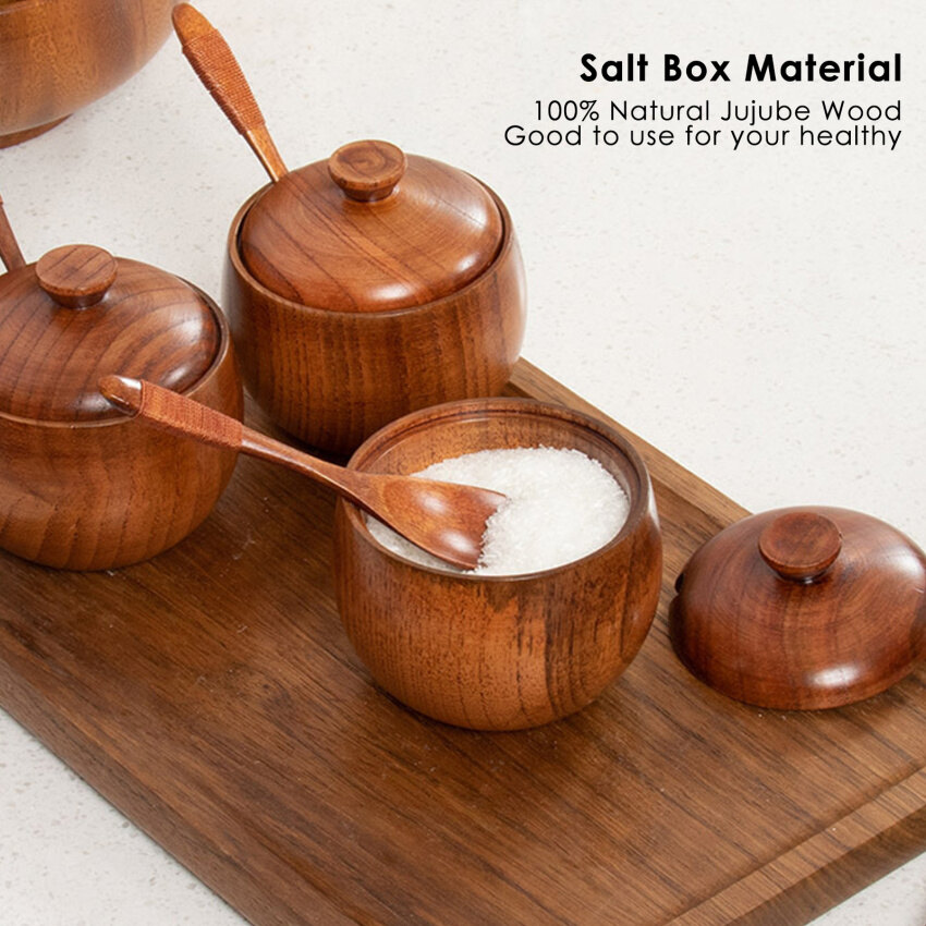 , Lọ Gia Vị Bát Đường Hộp Tiêu Hộp Đựng Gia Vị Muối Hộp Đựng Có Nắp Và Muỗng Dụng Cụ Nhà Bếp Dụng Cụ Giữ Muối