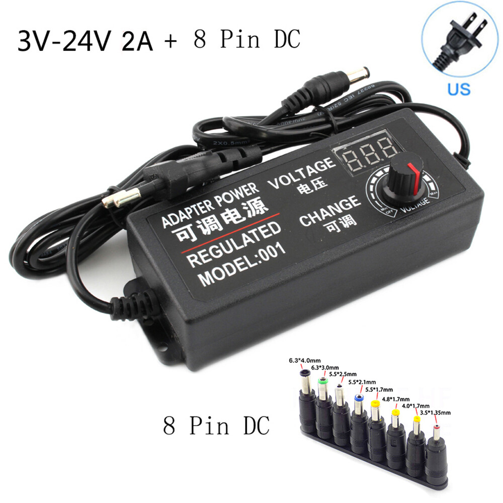 Adjustable AC To DC Power Supply 3V 5V 6V 9V 12V 15V 18V 24V 3A 5A 72W 60W Power Supply Adapter Universal 220V To 12 V Adapter + 8 PIN DC